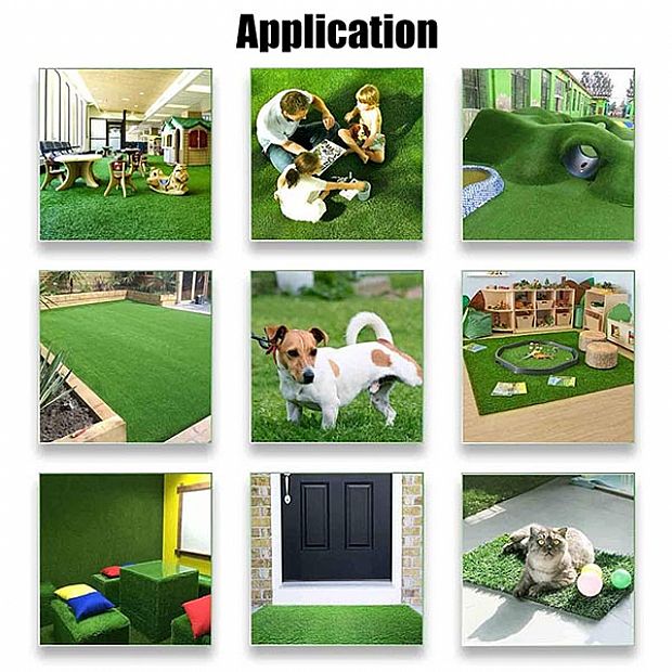 HF Patios Wholesale Outdoor Artificial Grass Turf Roll with PE PP Yarn, Rubber Backing and Drainage Holes - 80T02A