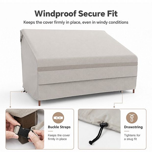 Wholesale Bench Covers with 600D Oxford Fabric and Drawstring - 90A08E