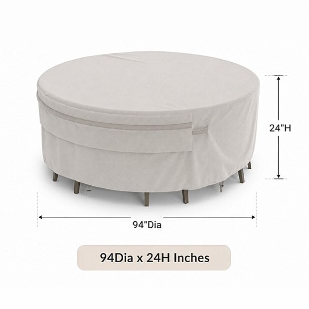 94-Inch Round Dining Table Covers with Air Vent Factory Supply - 90A38A