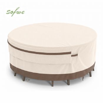 Two-Tone 94-Inch Round Dining Table Covers Factory Supply