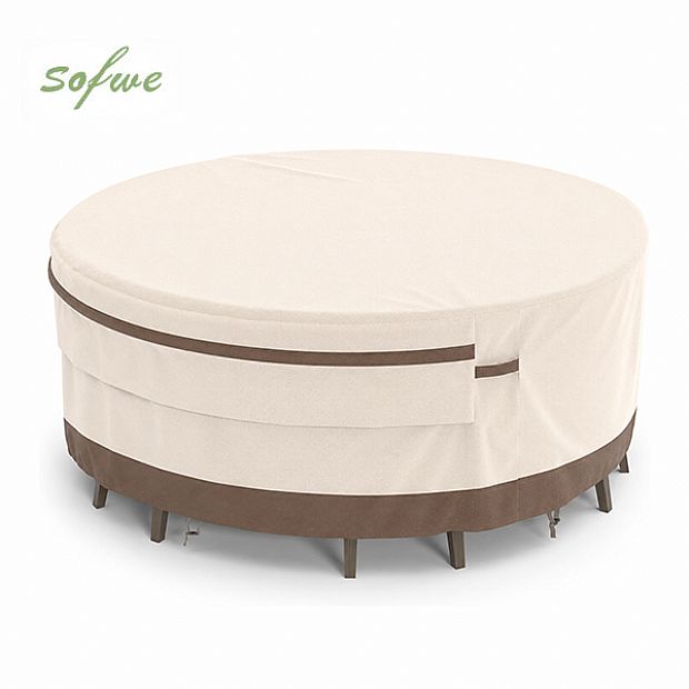 Two-Tone 94-Inch Round Dining Table Covers Factory Supply - 91A03A