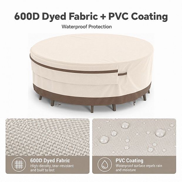 Two-Tone 94-Inch Round Dining Table Covers Factory Supply - 91A03A