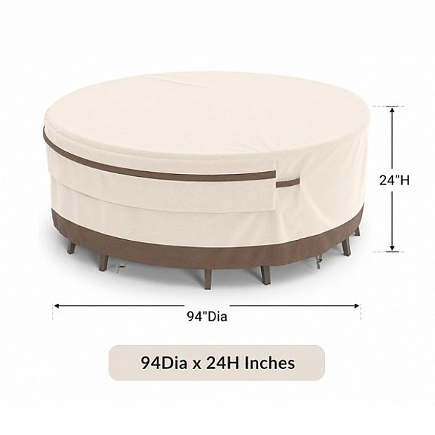 Two-Tone 94-Inch Round Dining Table Covers Factory Supply - 91A03A