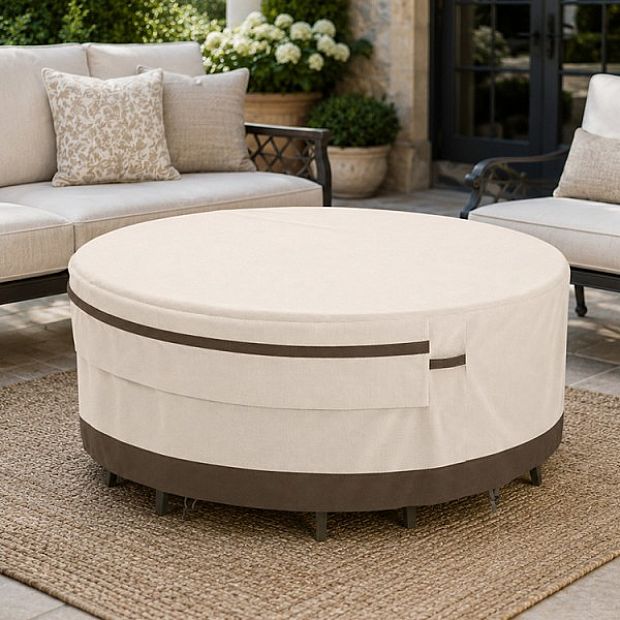 Two-Tone 94-Inch Round Dining Table Covers Factory Supply - 91A03A