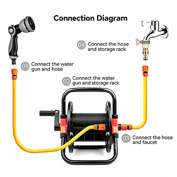 Wholesale 40-60m Garden Hose Reel Stand with Foldable Crank - 10Z01B