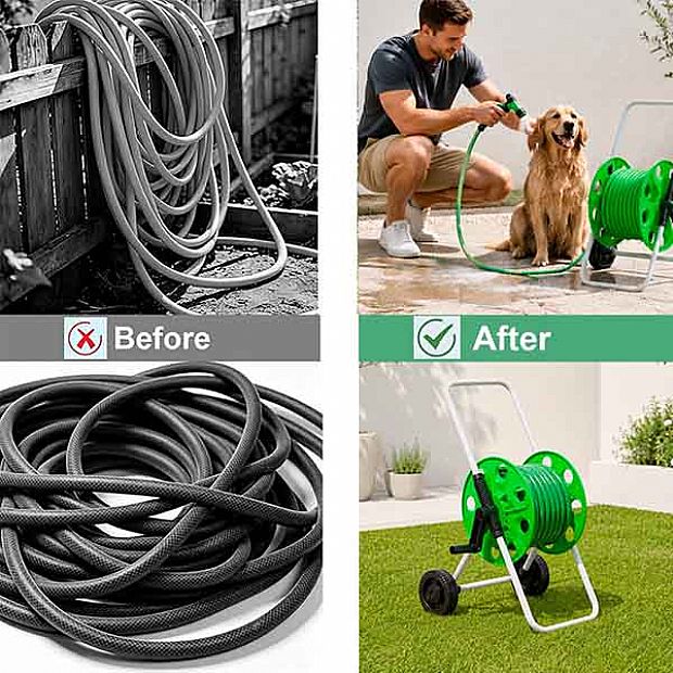 Wholesale 50m Portable Garden Hose Reel Cart with Wheels, Manual Crank and Powder-Coated Iron Frame - 10Z01D