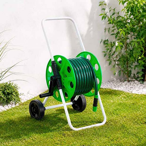 Wholesale 50m Portable Garden Hose Reel Cart with Wheels, Manual Crank and Powder-Coated Iron Frame - 10Z01D