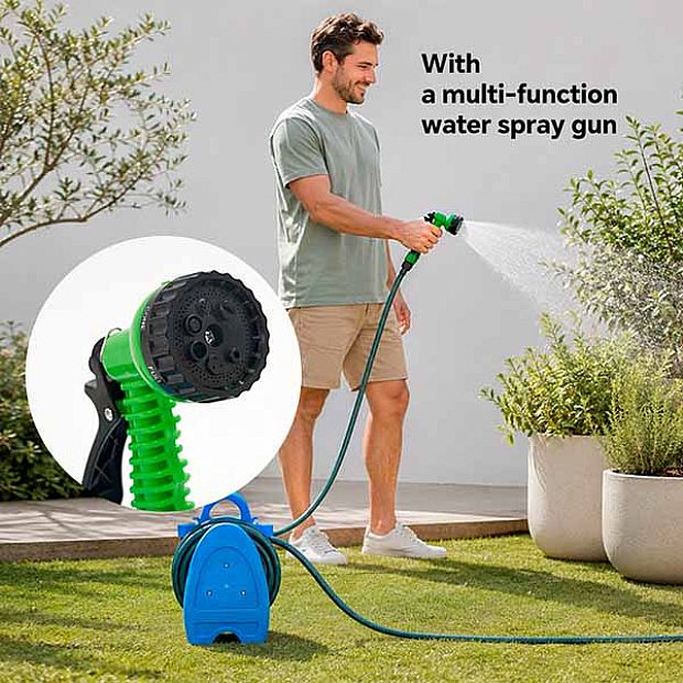 Wholesale Mini Garden Hose Reel with 15m Hose and Spray Gun - 10Z01E