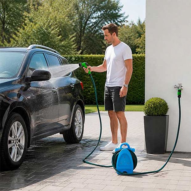 Wholesale Mini Garden Hose Reel with 15m Hose and Spray Gun - 10Z01E