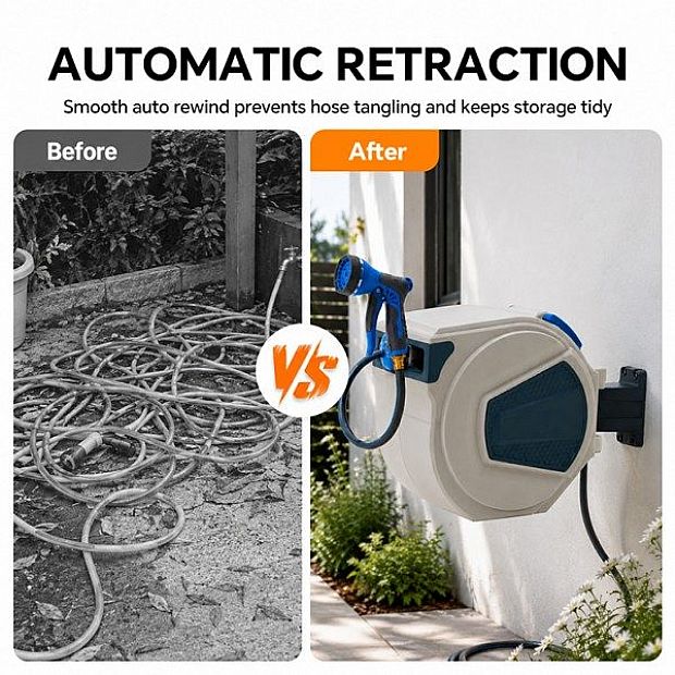 Wholesale 30m Automatic Retractable Garden Hose Reel with 180° Swivel Wall Mount - 10Z01G