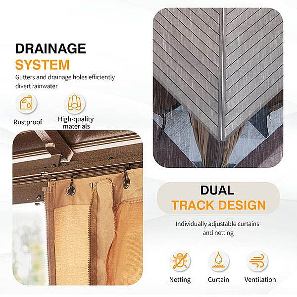 Outdoor Aluminum Pavilion Double Roof - 10G01C