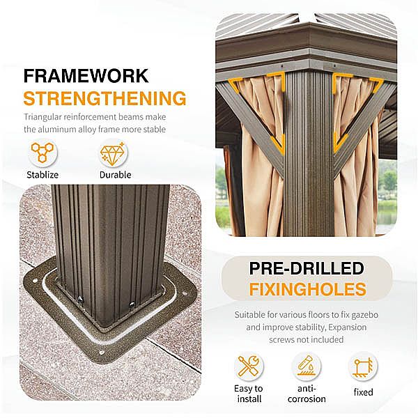 Outdoor Aluminum Pavilion Double Roof - 10G01C