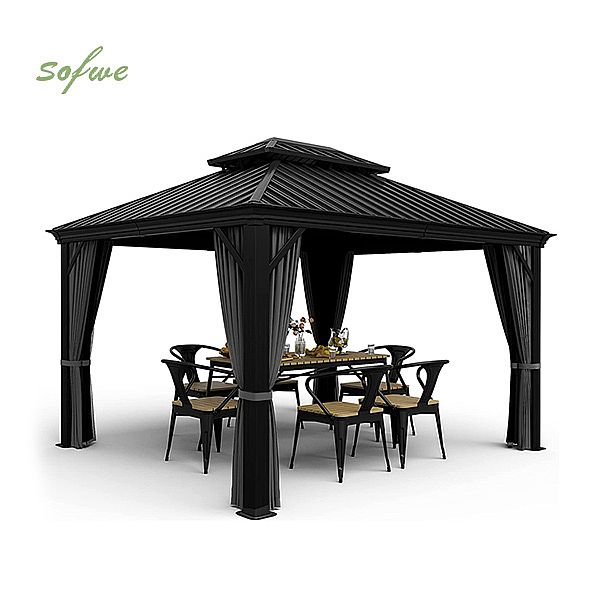 Outdoor Luxury Arbor with Mesh Hard Top - 10G01F