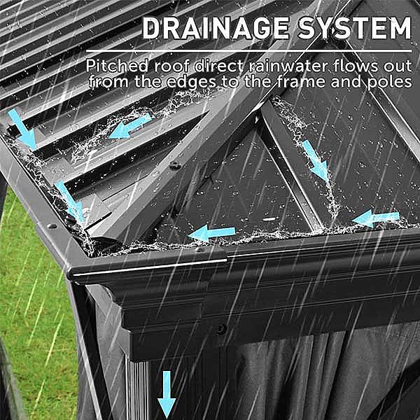 Outdoor Luxury Arbor with Mesh Hard Top - 10G01F