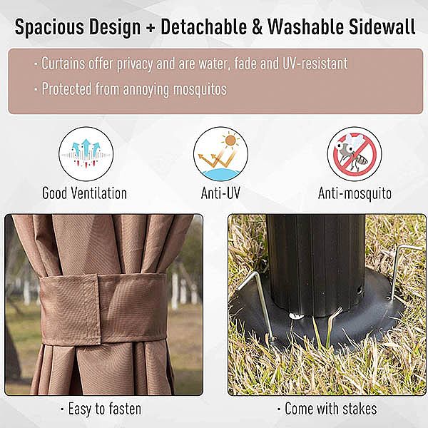 Double Room Outdoor Tent Pavilion with Mosquito Net - 10G01M