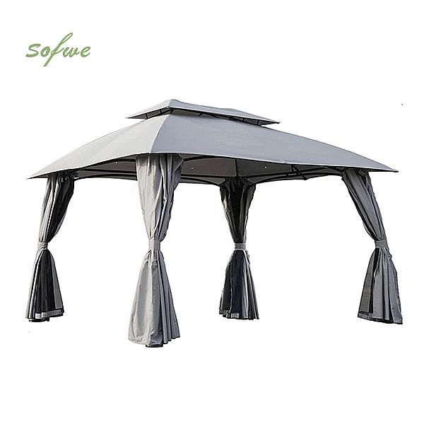 Double Ventilated Soft Top Pavilion with Curtains and Mesh - 10G01P