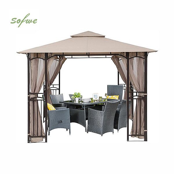 Outdoor Aluminum Alloy Pavilion with Mosquito Net - 10G01V