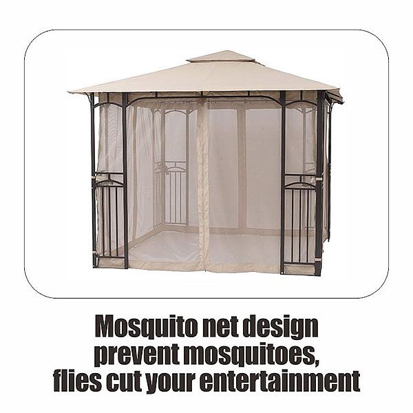 Outdoor Aluminum Alloy Pavilion with Mosquito Net - 10G01V