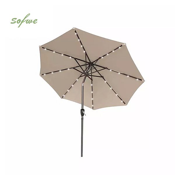 Solar-Powered LED Outdoor Patio Umbrellas Wholesale - 12U01I