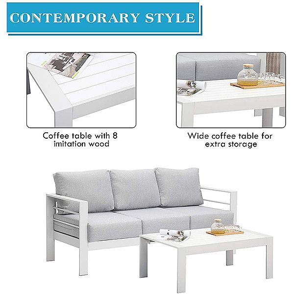 7-Seater Cast Iron Metal Outdoor Sofa Set - 11C01M