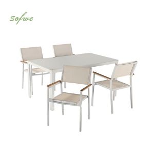 5-Piece Textilene Outdoor Dining Table and Chair Set