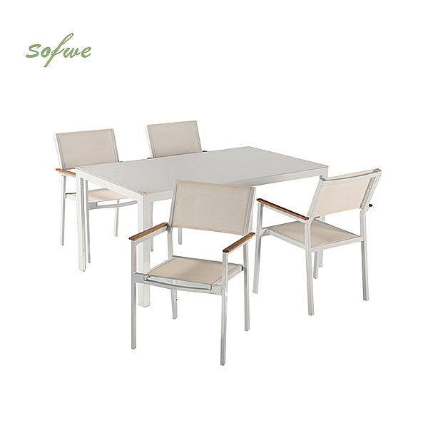 5-Piece Textilene Outdoor Dining Table and Chair Set - 11D01C