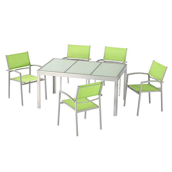 Green 6-Piece Aluminum Outdoor Dining Set - 11D01D