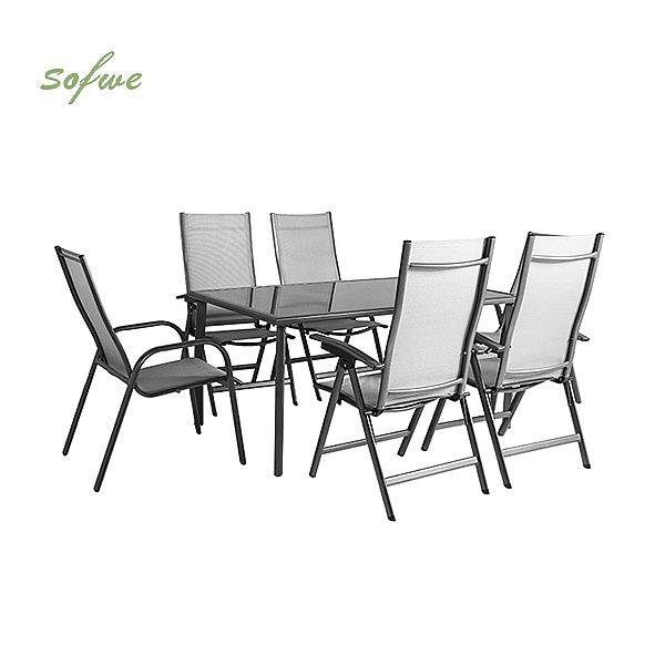 7-piece Textilene Garden Dining Table and Chair Set - 11D01H