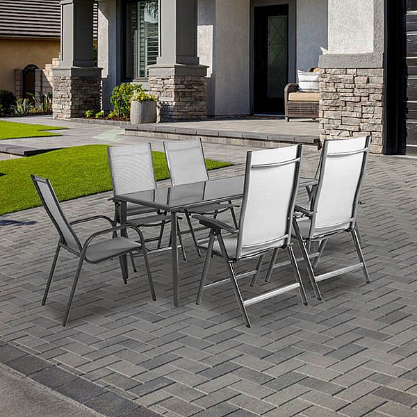 7-piece Textilene Garden Dining Table and Chair Set - 11D01H