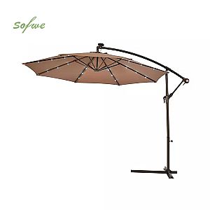 Durable Solar-powered LED Outdoor Offset Hanging Umbrella...