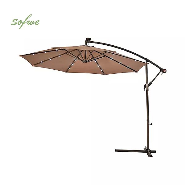 Durable Solar-powered LED Outdoor Offset Hanging Umbrella Wholesale for Commercial Pools and Patios - 11U01W