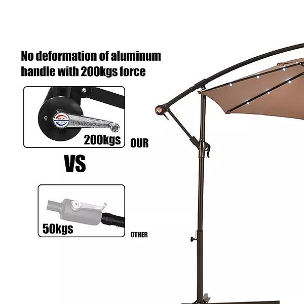 Durable Solar-powered LED Outdoor Offset Hanging Umbrella Wholesale for Commercial Pools and Patios - 11U01W