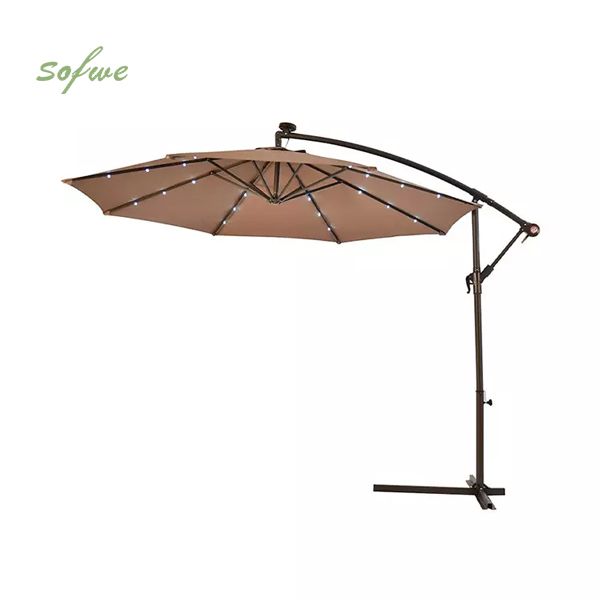 Solar-powered LED Outdoor Offset Hanging Umbrella Wholesale - 11U01W