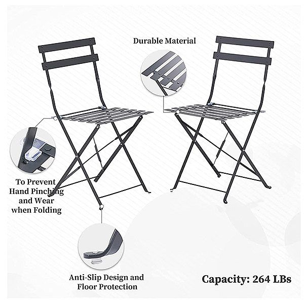 3 Pcs Patio Folding Bistro Set - 10B01B