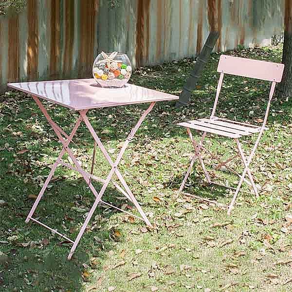 3-Piece Courtyard Light Pink Folded Bistro Set - 10B01D
