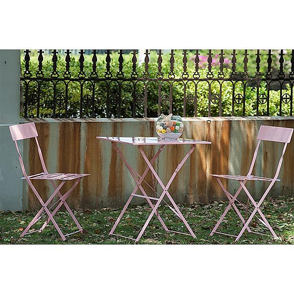 3-Piece Courtyard Light Pink Folded Bistro Set - 10B01D
