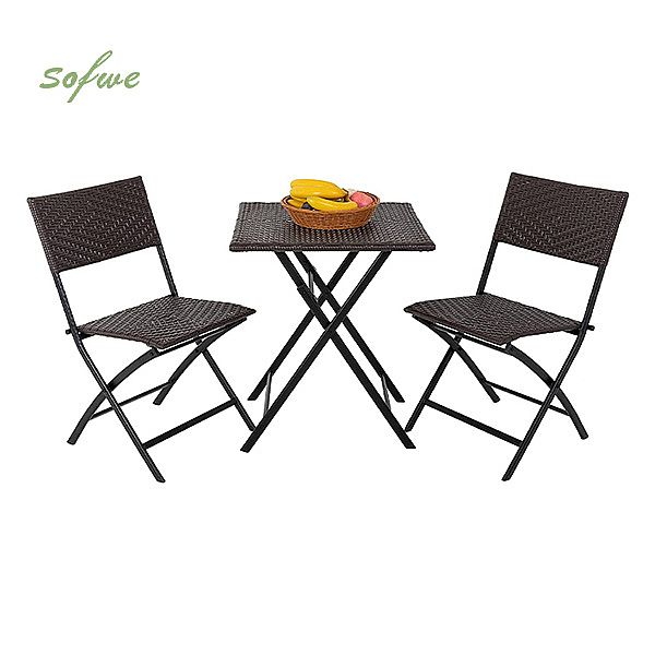 Patio Furniture 3 Piece Folding Rattan Chair Wicker - 10B01N