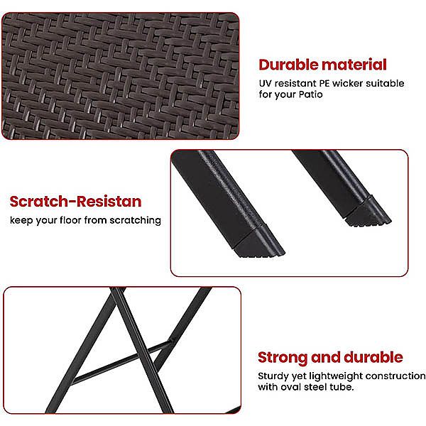 Patio Furniture 3 Piece Folding Rattan Chair Wicker - 10B01N