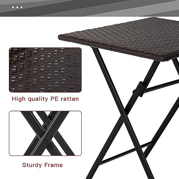 Patio Furniture 3 Piece Folding Rattan Chair Wicker - 10B01N