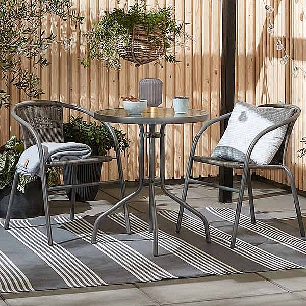Rattan Bistro Furniture Set with Round Table and Chairs - 10B01X