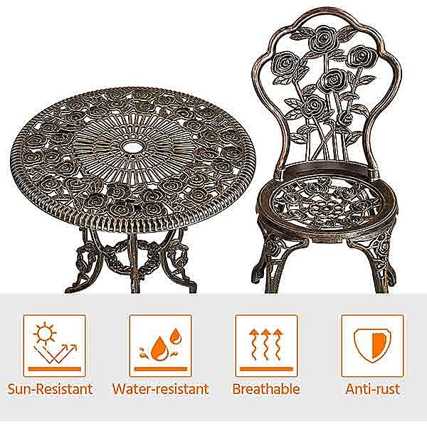 3-Piece Cast Aluminum Dining Table Set - 10B02A