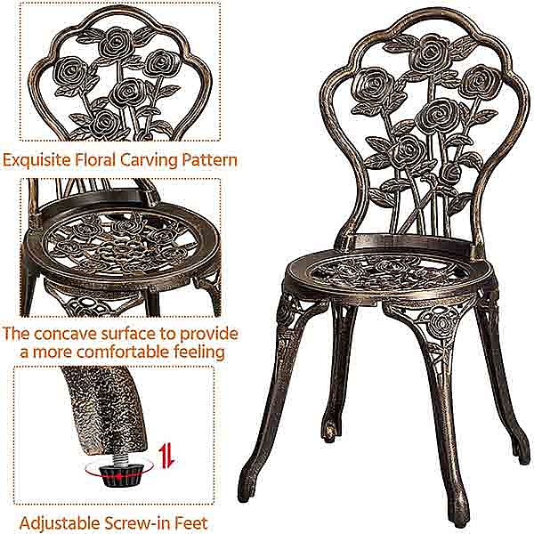 3-Piece Cast Aluminum Dining Table Set - 10B02A
