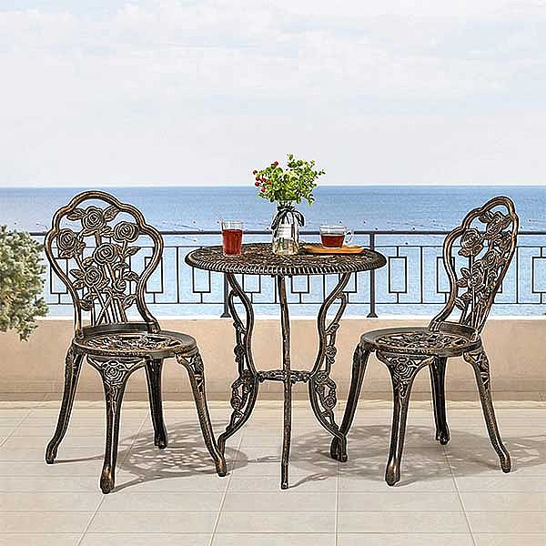 3-Piece Cast Aluminum Dining Table Set - 10B02A