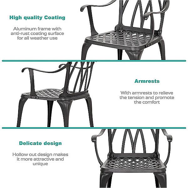 Modern Cast Aluminum Garden Furniture Bistro Set - 10B02D