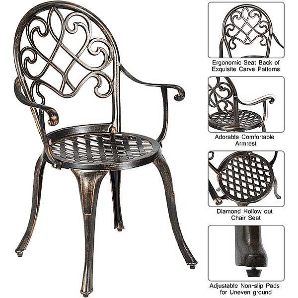 Weather Resistant Antique Metal Bistro Patio Set - 10B02E