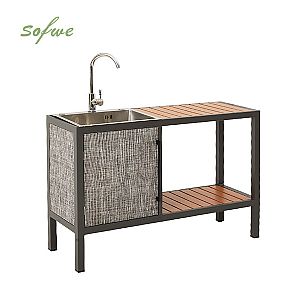 Aluminum Outdoor Kitchen Set with Textilene Door