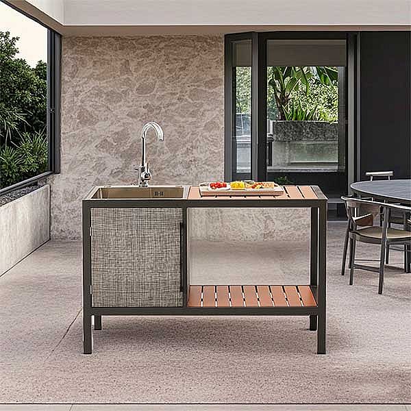 Aluminum Outdoor Kitchen Set with Textilene Door - 11D13B