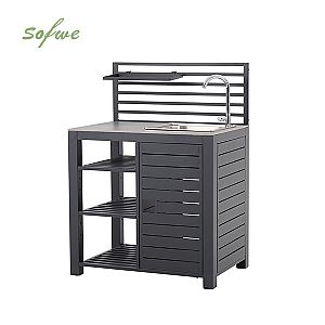 Aluminum Frame Outdoor Kitchen Countertop with Sink and...