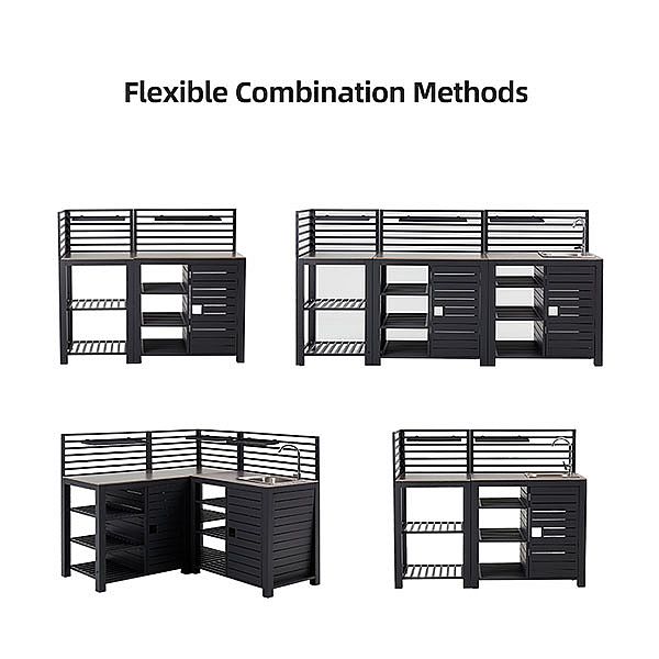 Aluminum Frame Outdoor Flexible Modular Patio Garden Kitchen Table - 11D13E