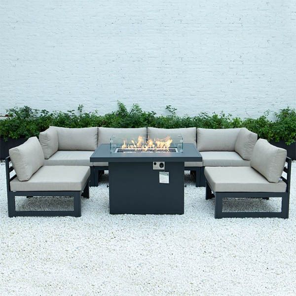 Aluminum Tube with Fire Pit Garden Outdoor Sofa Set - 11C01A